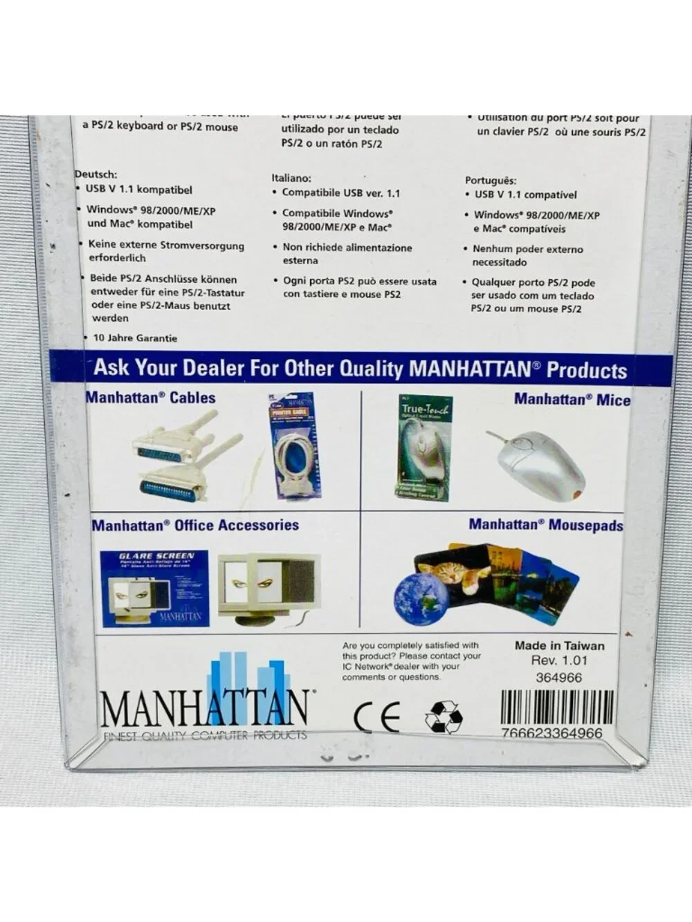 Manhattan USB-PS/2 Adapter For PS/2 Devices To USB Port Model 364966 New